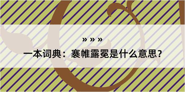 一本词典：褰帷露冕是什么意思？