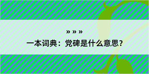 一本词典：党碑是什么意思？