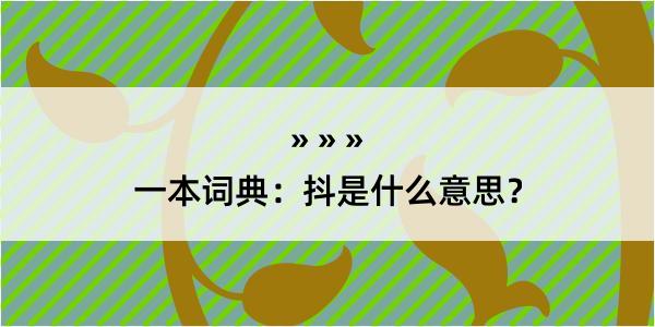 一本词典：抖是什么意思？