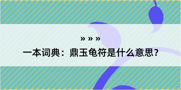 一本词典：鼎玉龟符是什么意思？