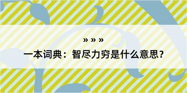 一本词典：智尽力穷是什么意思？