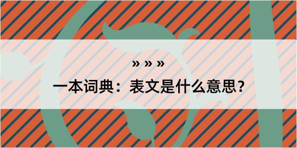 一本词典：表文是什么意思？