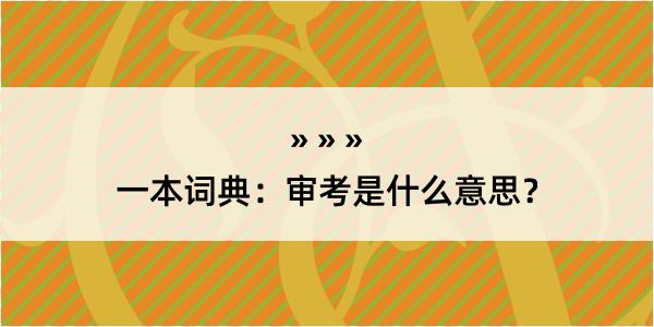 一本词典：审考是什么意思？