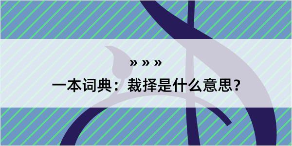 一本词典：裁择是什么意思？