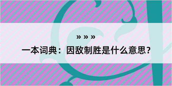 一本词典：因敌制胜是什么意思？