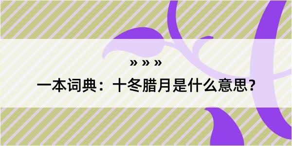 一本词典：十冬腊月是什么意思？