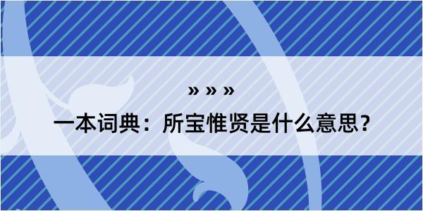 一本词典：所宝惟贤是什么意思？