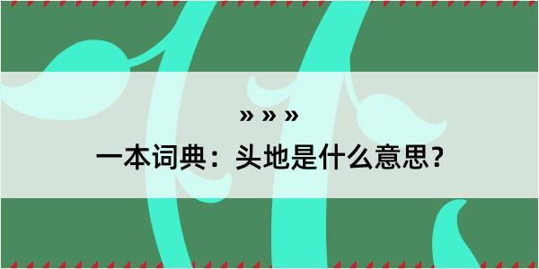 一本词典：头地是什么意思？