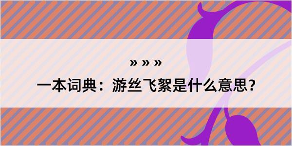 一本词典：游丝飞絮是什么意思？