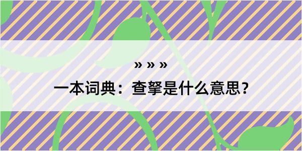 一本词典：查拏是什么意思？