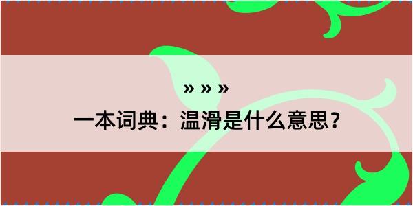 一本词典：温滑是什么意思？