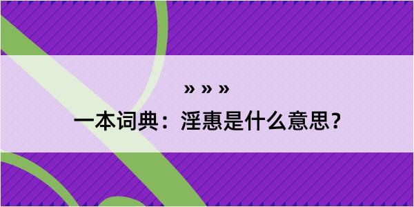 一本词典：淫惠是什么意思？