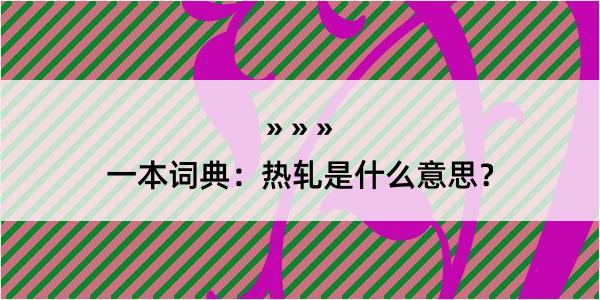 一本词典：热轧是什么意思？