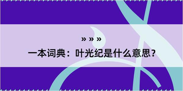 一本词典：叶光纪是什么意思？