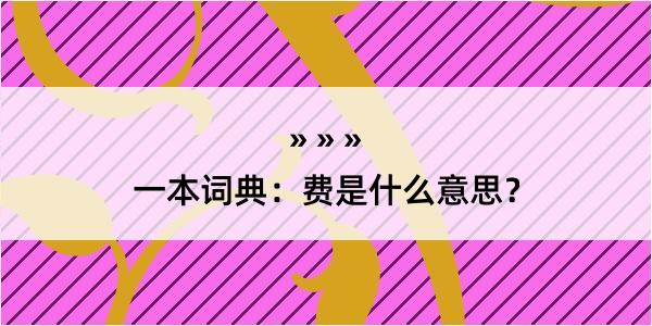 一本词典：费是什么意思？