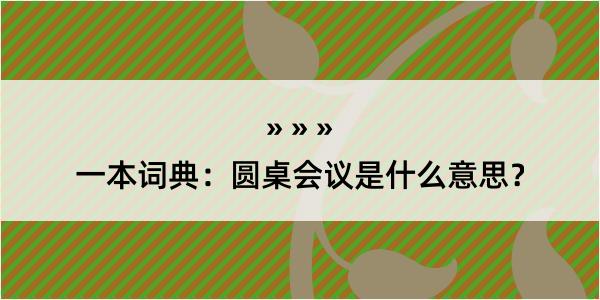 一本词典：圆桌会议是什么意思？