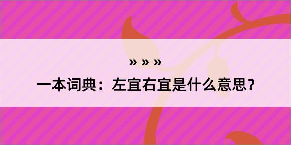 一本词典：左宜右宜是什么意思？