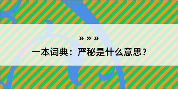 一本词典：严秘是什么意思？