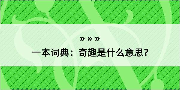 一本词典：奇趣是什么意思？