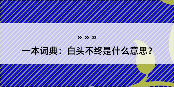 一本词典：白头不终是什么意思？