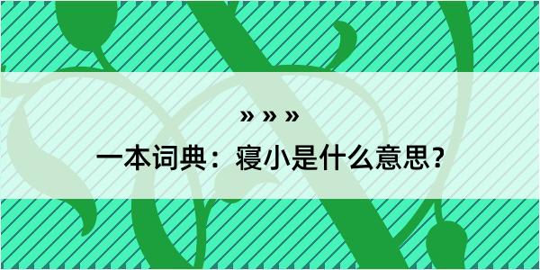 一本词典：寝小是什么意思？