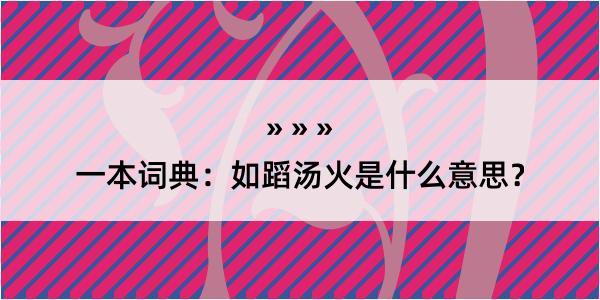 一本词典：如蹈汤火是什么意思？