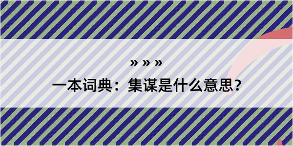 一本词典：集谋是什么意思？