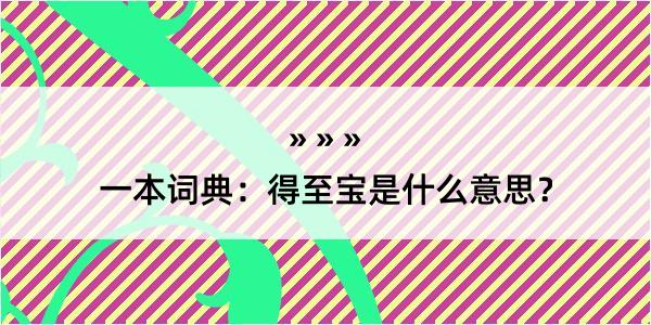 一本词典：得至宝是什么意思？