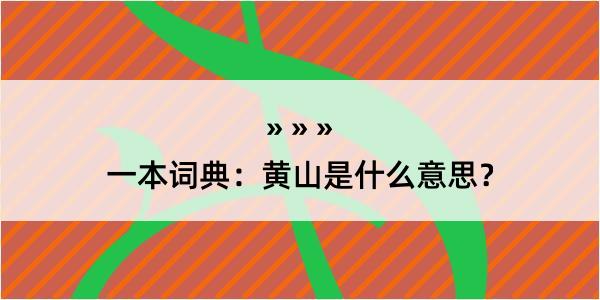 一本词典：黄山是什么意思？