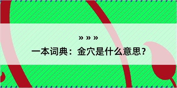 一本词典：金穴是什么意思？