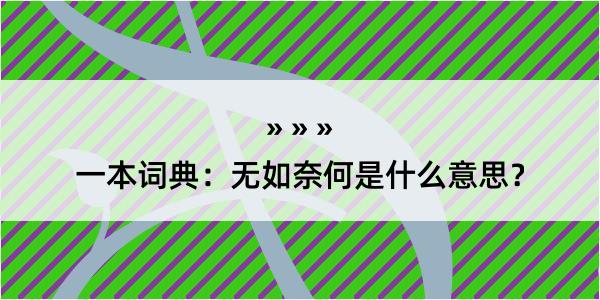 一本词典：无如奈何是什么意思？