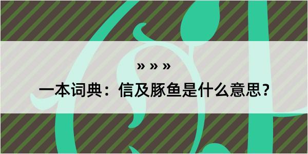 一本词典：信及豚鱼是什么意思？