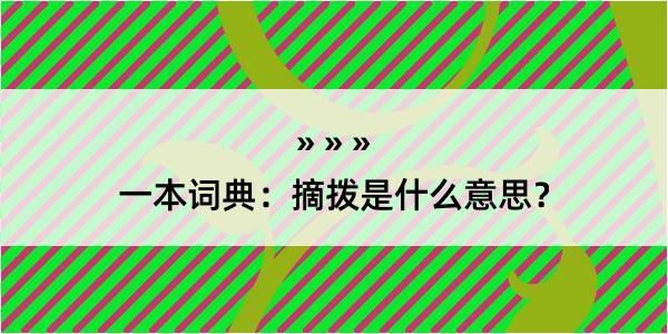 一本词典：摘拨是什么意思？