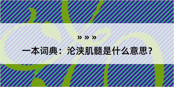 一本词典：沦浃肌髓是什么意思？