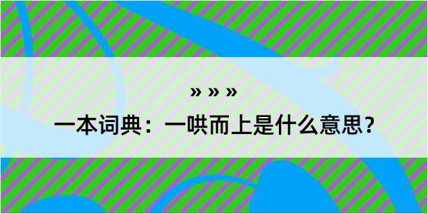 一本词典：一哄而上是什么意思？