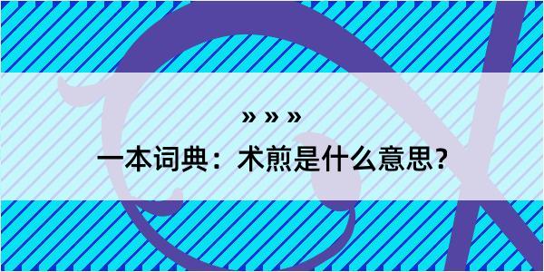 一本词典：术煎是什么意思？