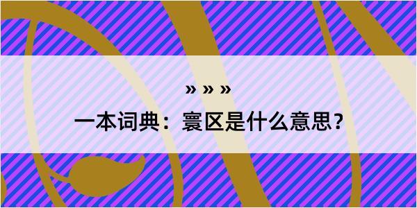 一本词典：寰区是什么意思？