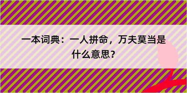 一本词典：一人拼命，万夫莫当是什么意思？