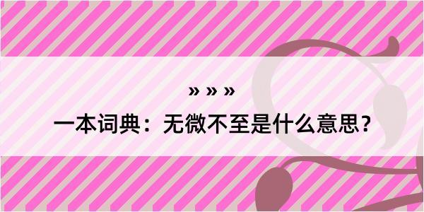 一本词典：无微不至是什么意思？