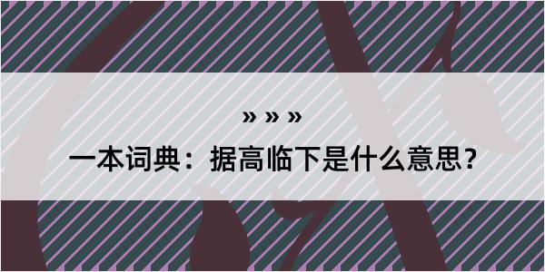 一本词典：据高临下是什么意思？