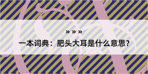 一本词典：肥头大耳是什么意思？