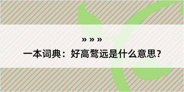 一本词典：好高鹜远是什么意思？