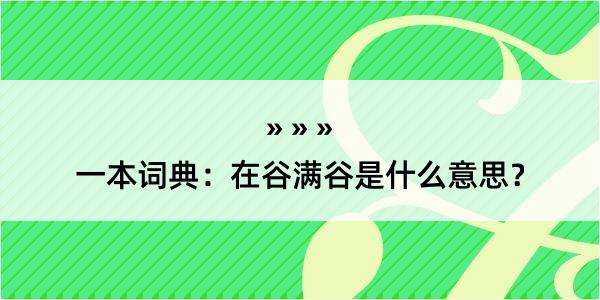 一本词典：在谷满谷是什么意思？