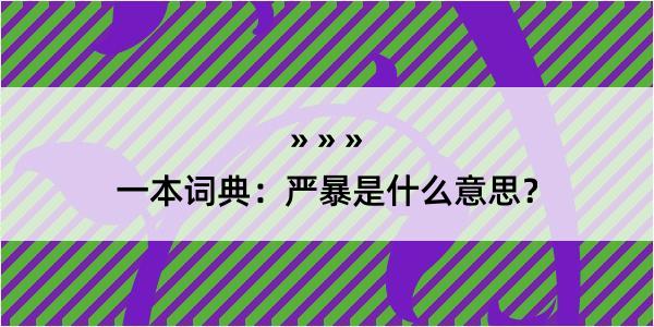 一本词典：严暴是什么意思？