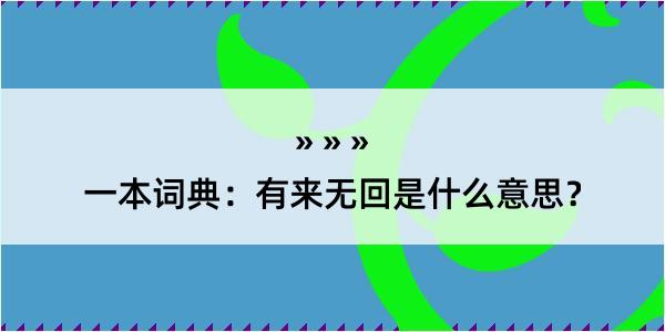 一本词典：有来无回是什么意思？