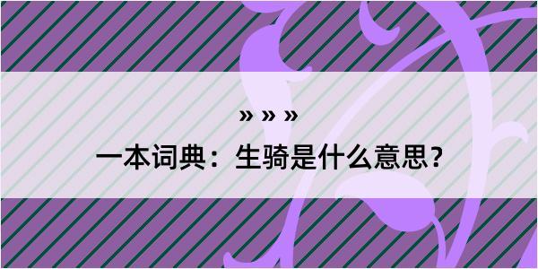 一本词典：生骑是什么意思？