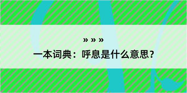 一本词典：呼息是什么意思？