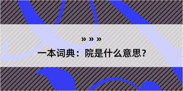 一本词典：院是什么意思？