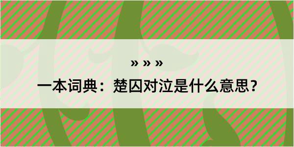 一本词典：楚囚对泣是什么意思？