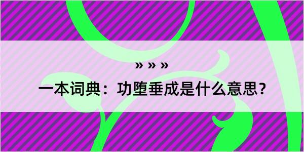 一本词典：功堕垂成是什么意思？